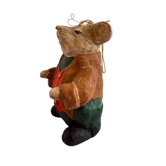 Set Of 3 Vintage Paper Mache Mice Christmas Ornaments With Holiday Costumes - Picture 6 of 11